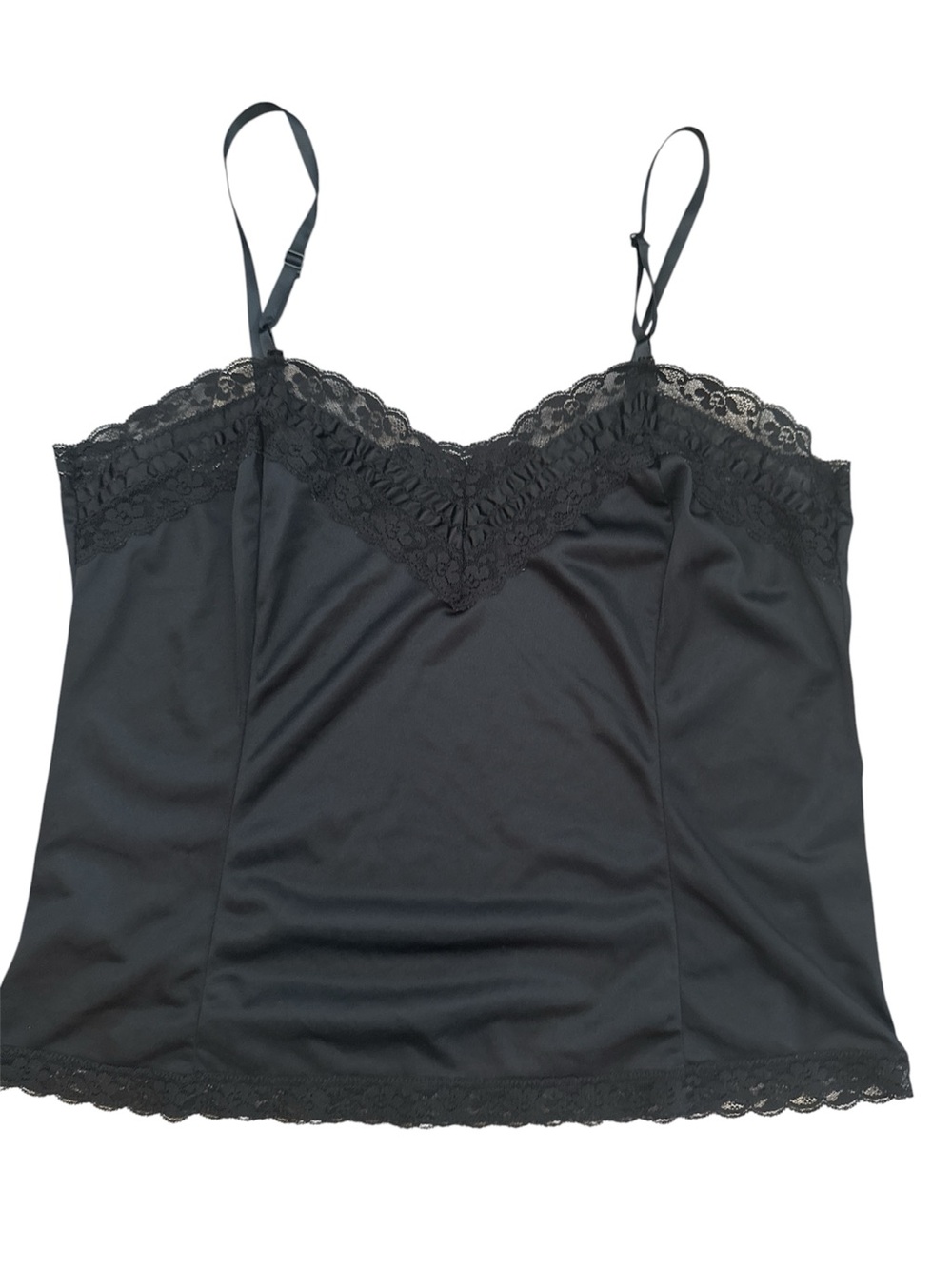Vintage Black Lace Trim Camisole size L XL